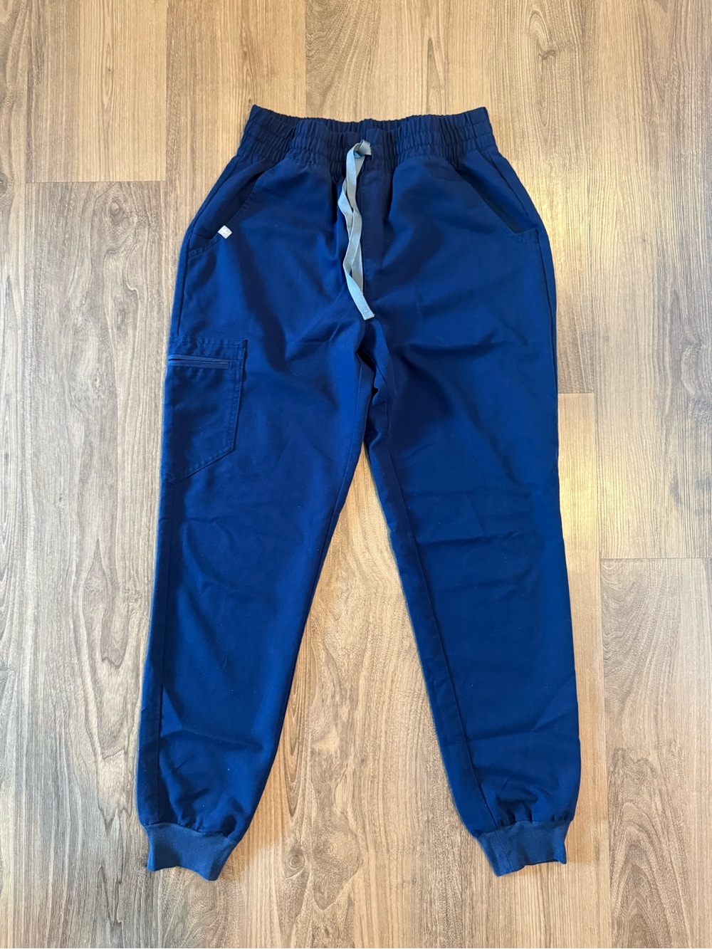 Figs Navy Blue Track Jogger Pants with Gray Drawstring